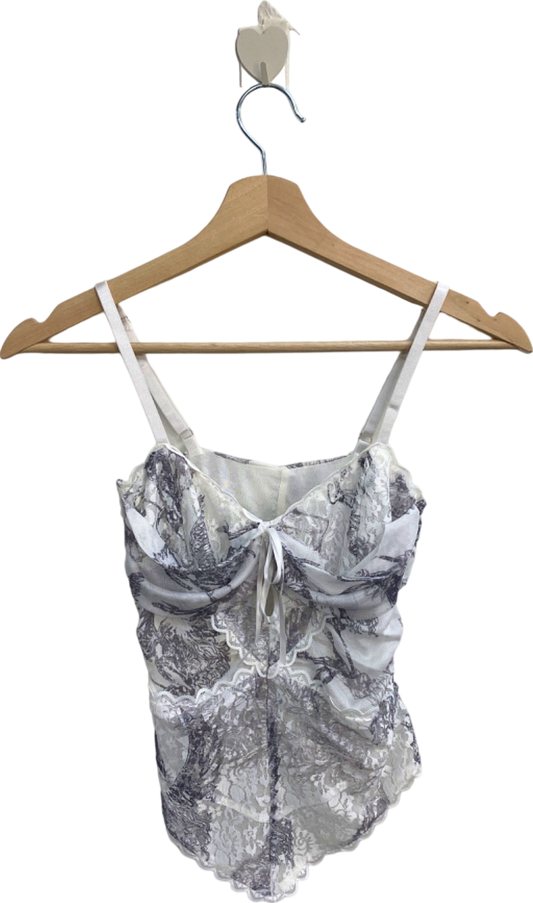 Unbranded White Lace and Dragon Print Cami XS