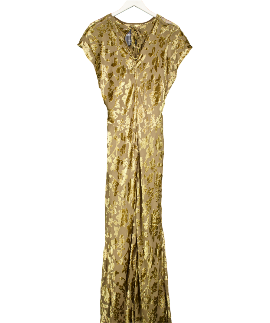 ASOS Design Curve Floral Maxi Dress With Burnout Velvet In Olive Green UK 18