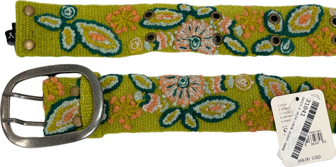 Free People Green Embroidered Belt UK S/M