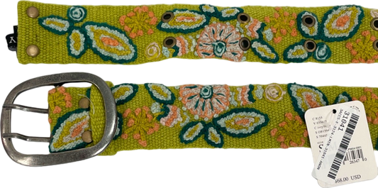 Free People Green Embroidered Belt UK S/M