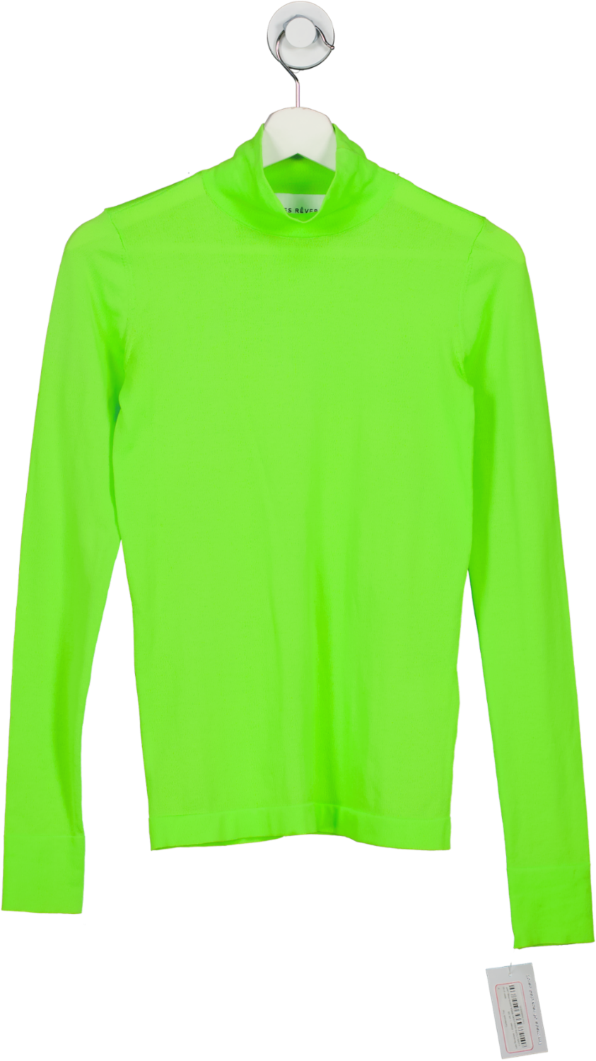 Les Reveries Green Turtleneck Top UK XS