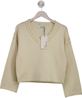 Cream Very Collection V Neck Open Stitch Knitted Jumper UK S
