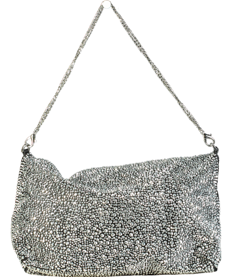 MANGO Metallic Crystal Embellished Fold Bag One Size