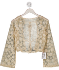 ASOS Cream Long Sleeve Crochet Floral Sequin Backless Top UK 10