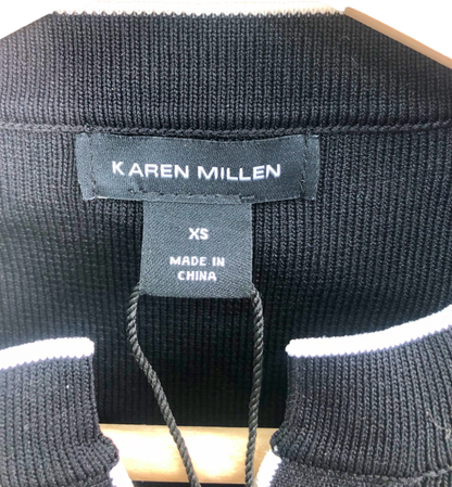 Karen Millen Black/White Knit Peplum Jacket XS