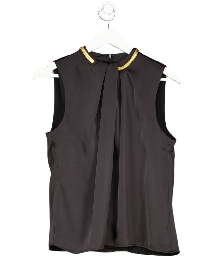 Donna Karan Black Hardware Twist Neck Top UK S