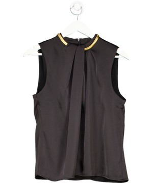 Donna Karan Black Hardware Twist Neck Top UK S