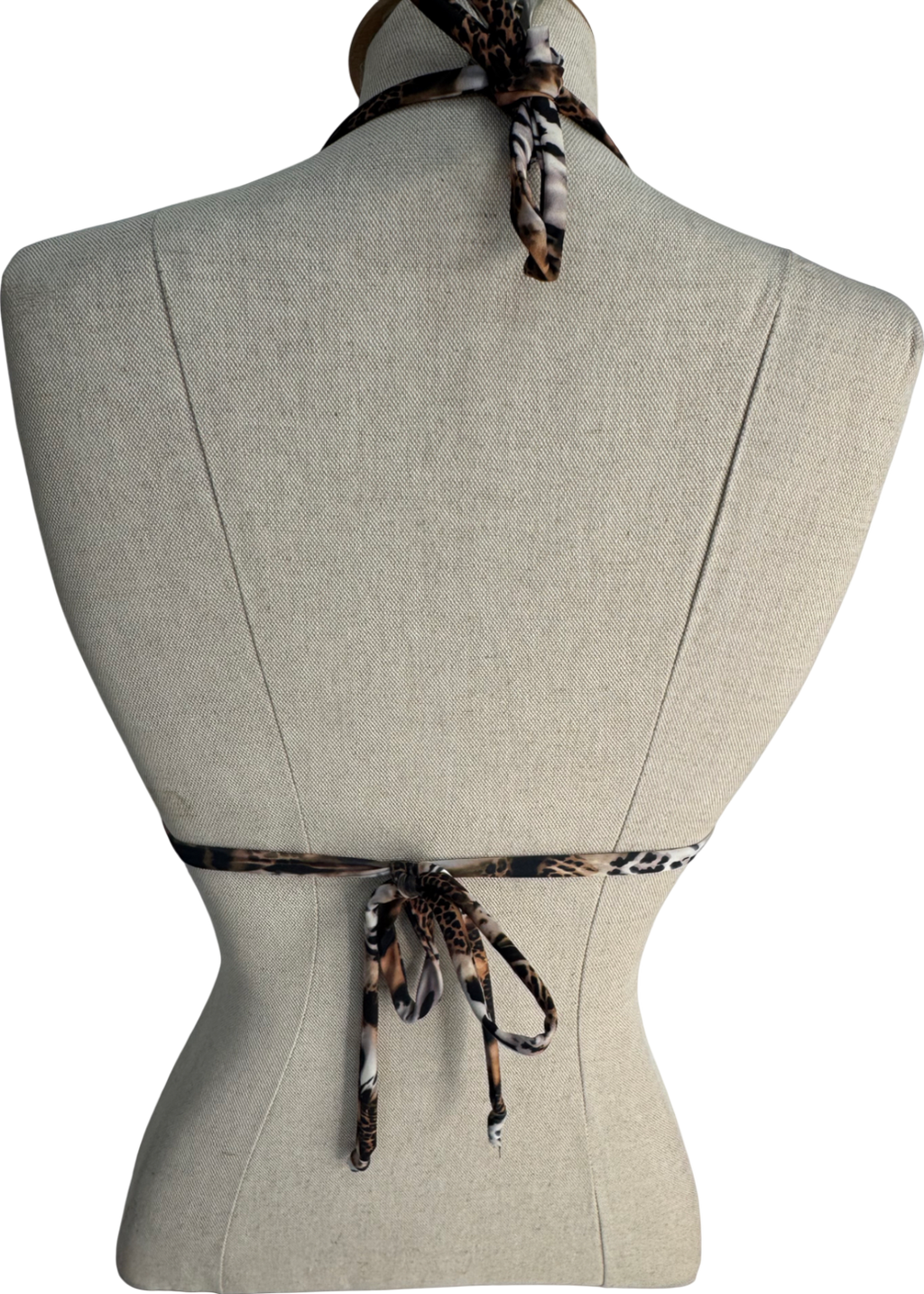 Kasela Brown Tie Halter Bikini Top In Leopard UK S