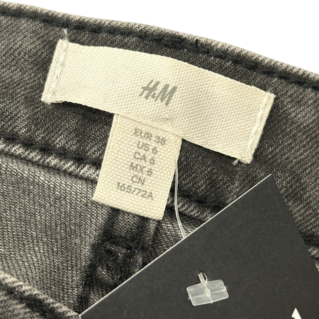 H&M Grey Straight High Ankle Jeans UK 10