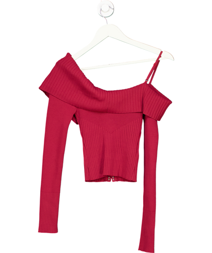 HOUSE OF SUNNY Red One Love Ribbed Knit Sweater UK 8