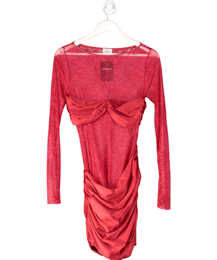 Oh Polly Red Eliette Draped Mini Dress UK 12