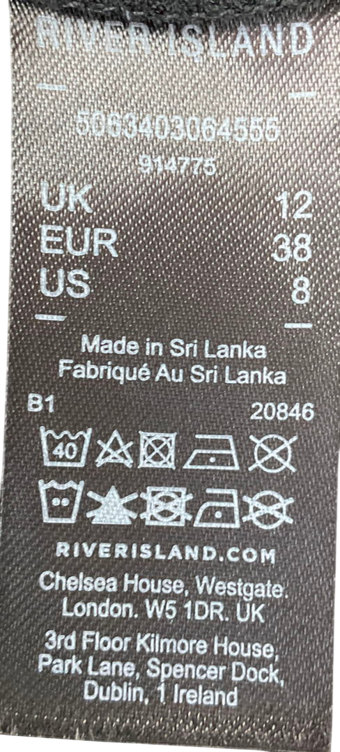 River Island Black Velvet Lace Cami Top UK 12