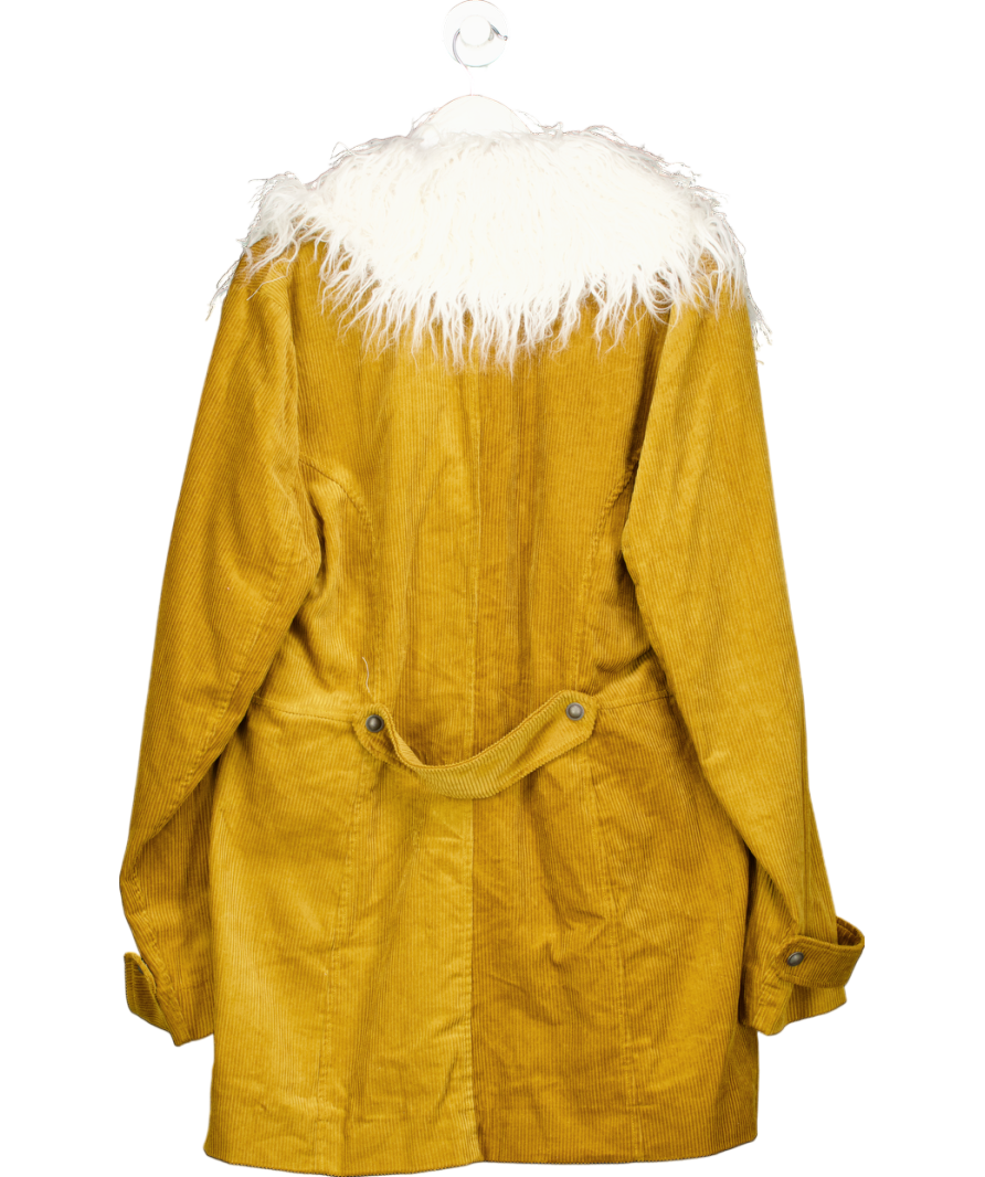 Free People Yellow Lady Lane Faux Fur Collar Jacket UK L