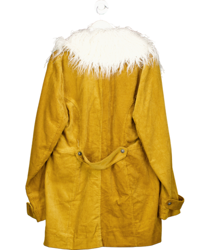 Free People Yellow Lady Lane Faux Fur Collar Jacket UK L