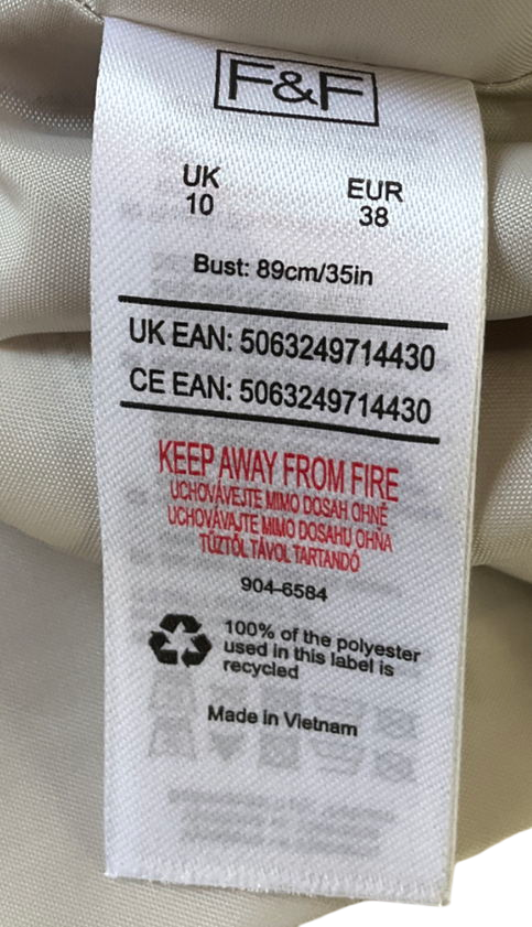 f&f Beige Pinstripe Blazer Top UK 10