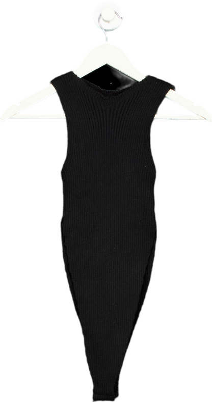 MissyEmpire Black Ribbed Bodysuit with Separate Sleeves UK 14