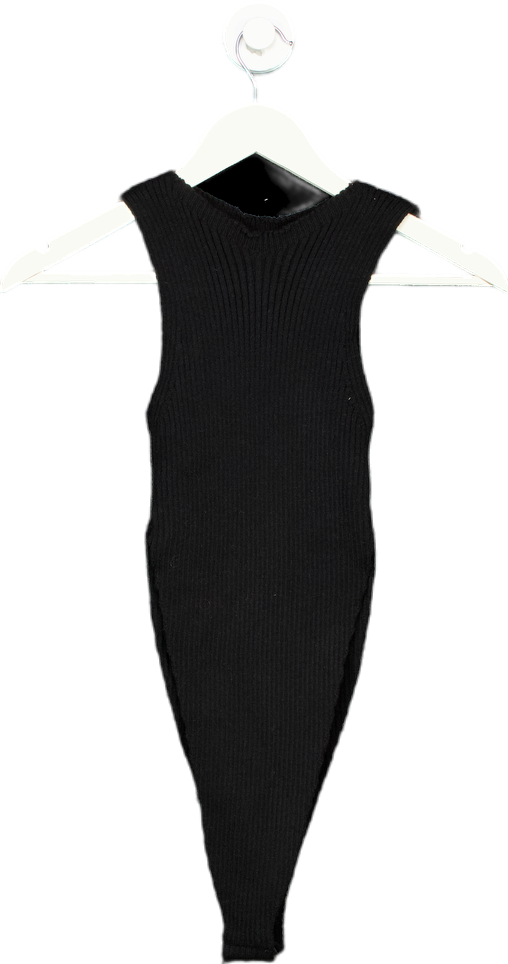 MissyEmpire Black Ribbed Bodysuit with Separate Sleeves UK 14