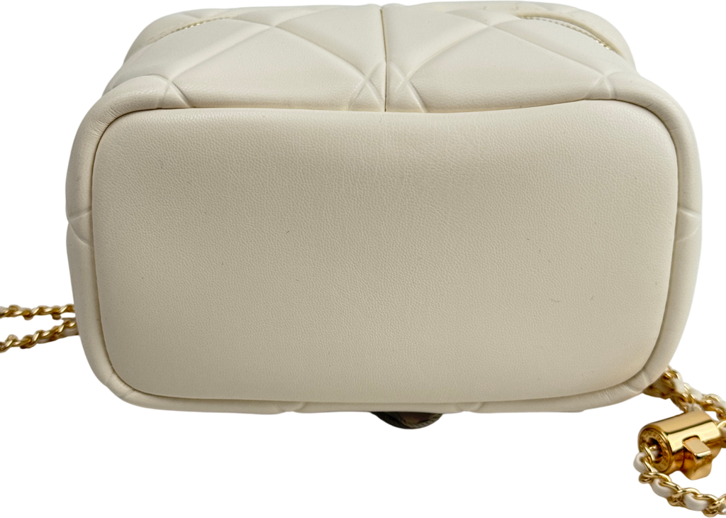 CHARLES & KEITH Cream Arwen Quilted Top Handle Vanity Bag