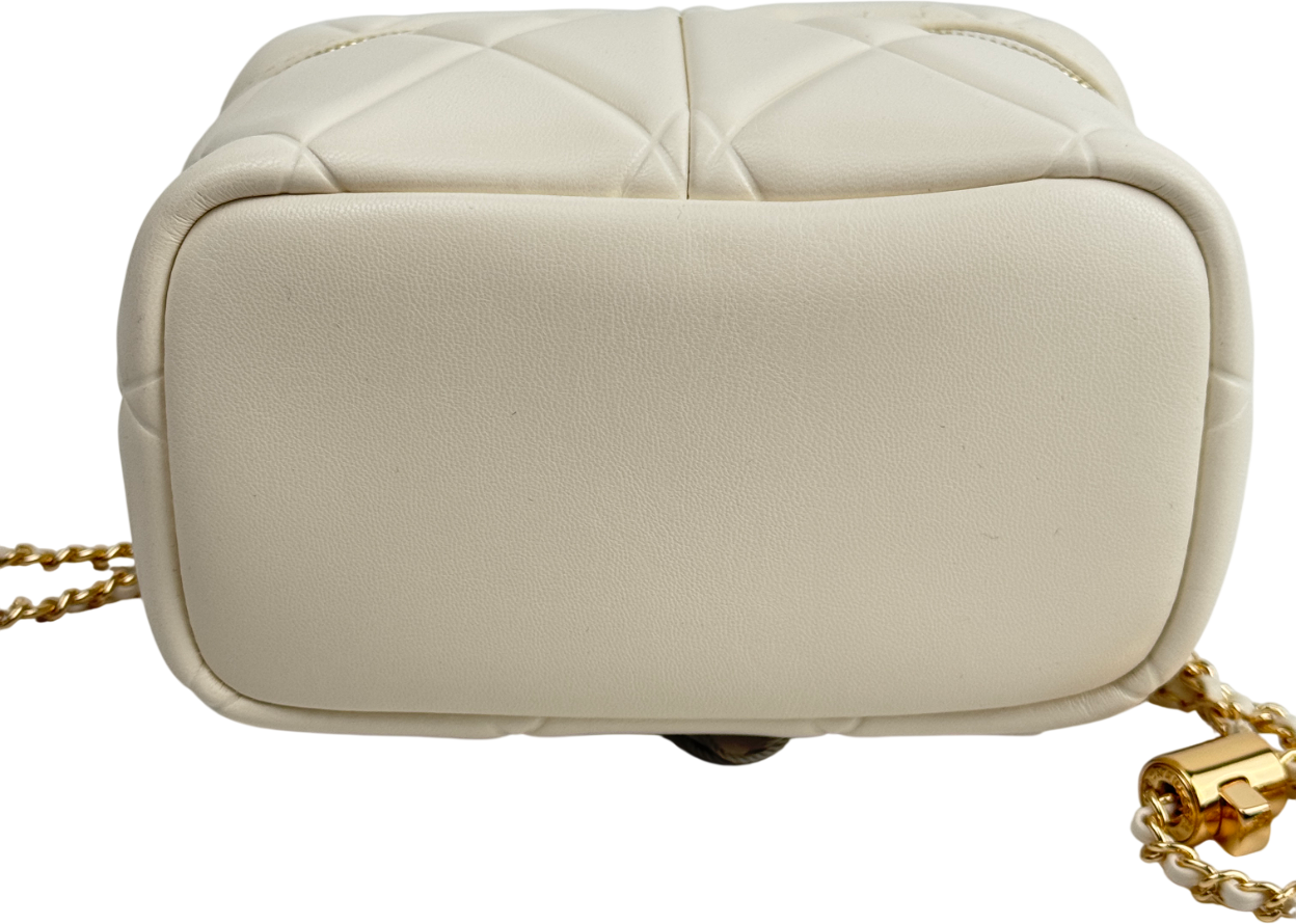 CHARLES & KEITH Cream Arwen Quilted Top Handle Vanity Bag