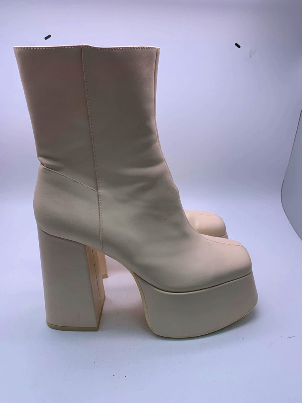 Bershka Beige Platform Block Heel Boots EU 41 UK 8