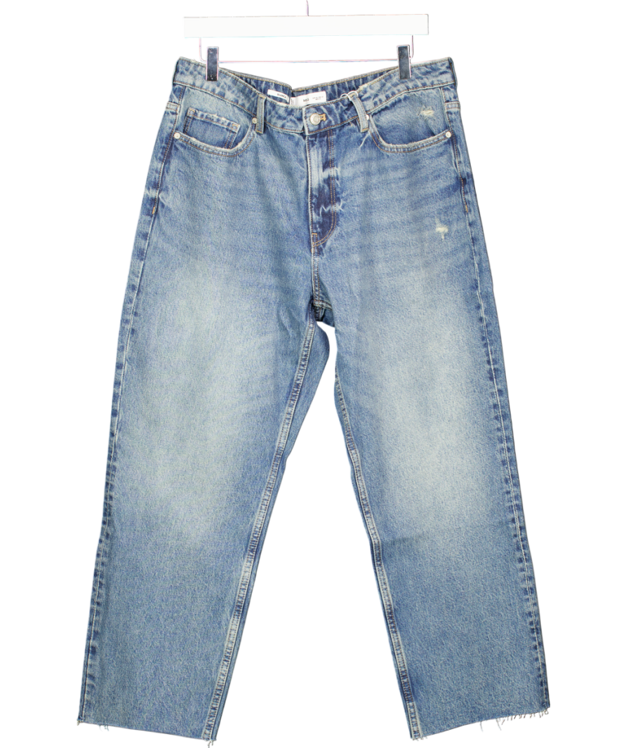 MANGO Blue Blanca Straight-fit Cropped Jeans UK 16