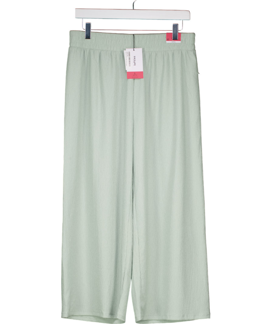 lefties Sage Green Textured Wide Leg Trousers UK L