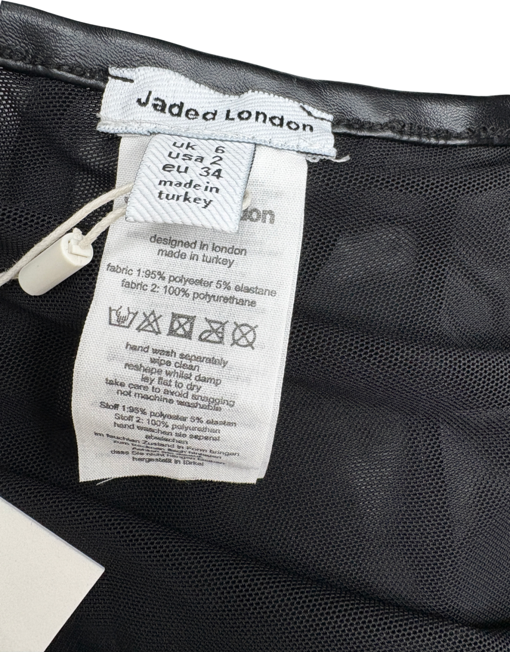 Jaded London Black Slashed Pu Halter Open Back Stretch Woven Top UK 6