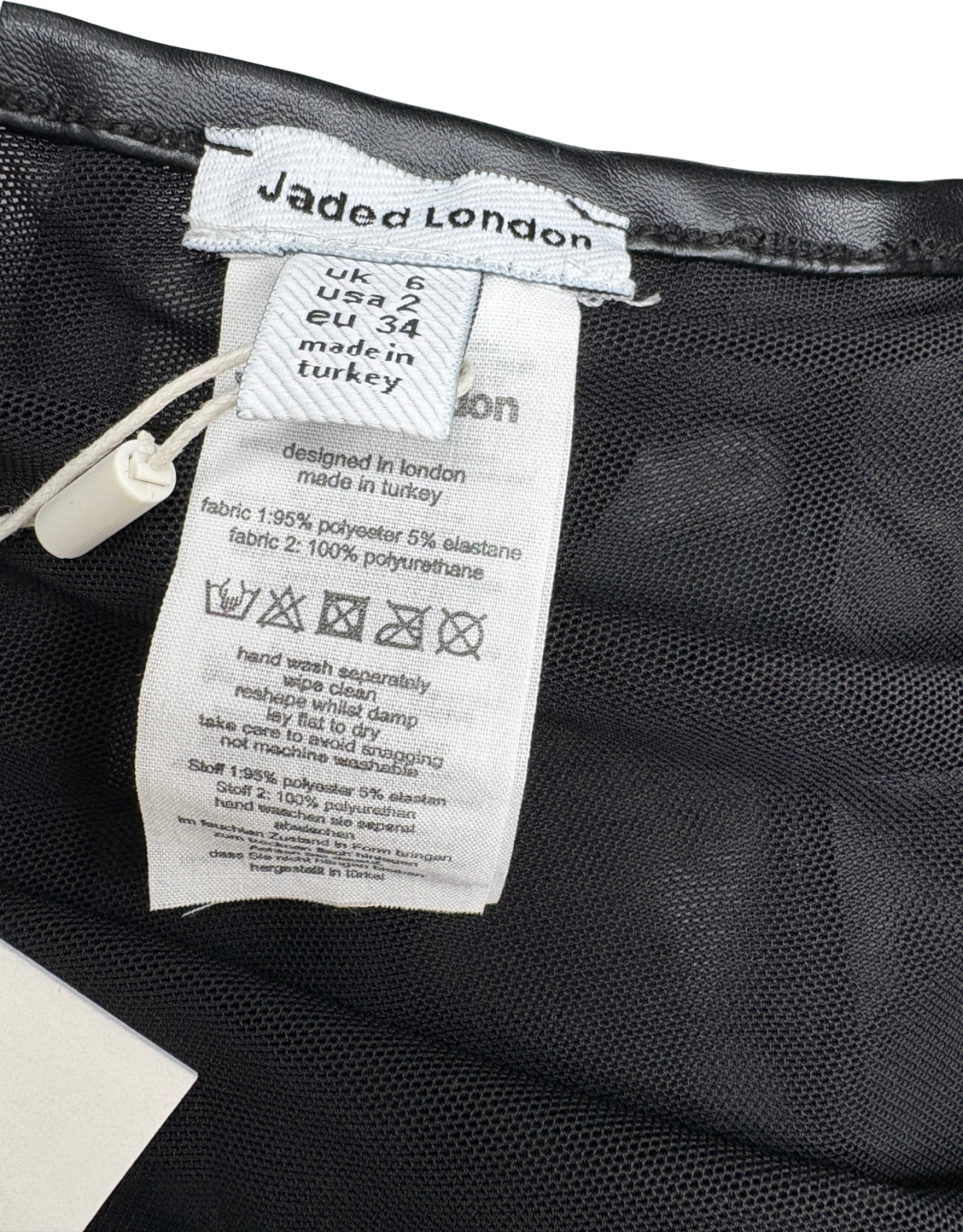 Jaded London Black Slashed Pu Halter Open Back Stretch Woven Top UK 6