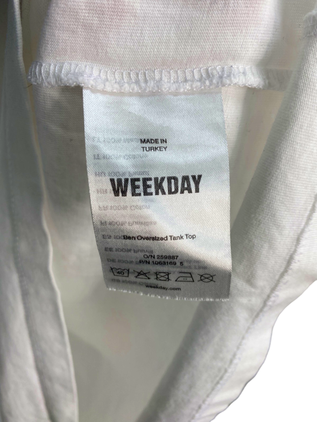 Weekday White Oversized Tank Top UK Large