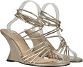 Charles & Keith Metallic Noona Strappy Wedges UK 6 EU 39 👠