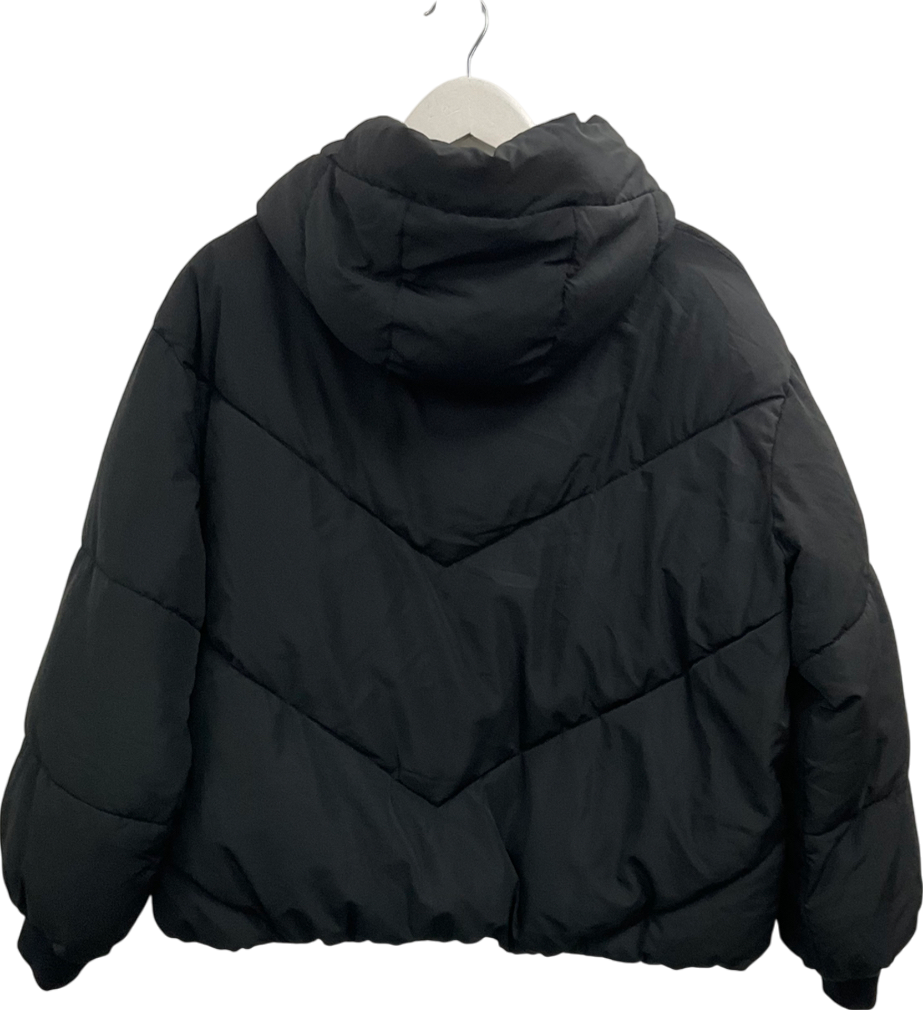 ZARA Black Hooded Short Puffer Coat UK S
