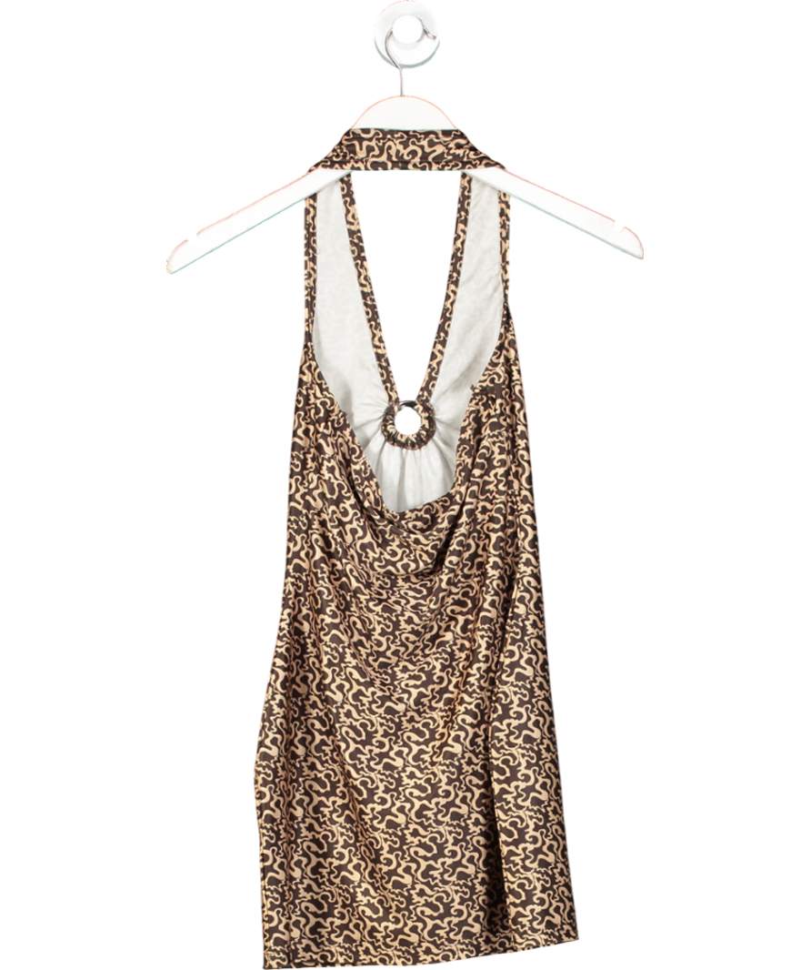 Urban Outfitters Brown Halterneck Swirl Mini Dress UK S