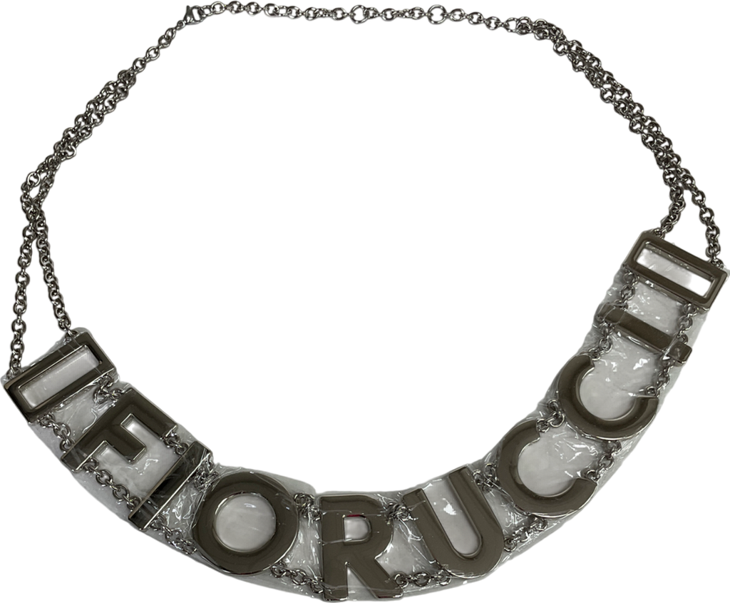FIORUCCI Metallic Logo Chain Belt In Silver One Size