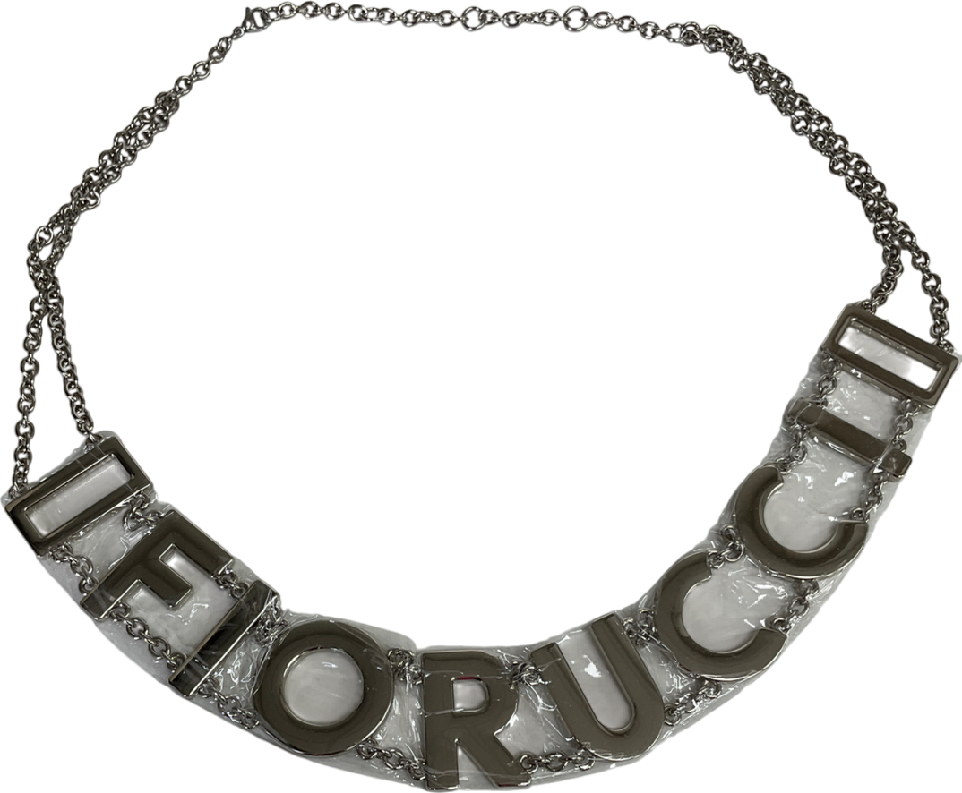 FIORUCCI Metallic Logo Chain Belt In Silver One Size