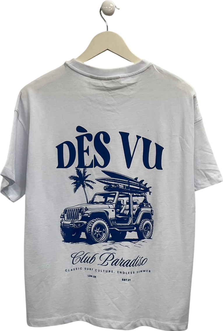 Des Vu White Club Paradiso Logo T Shirt UK S