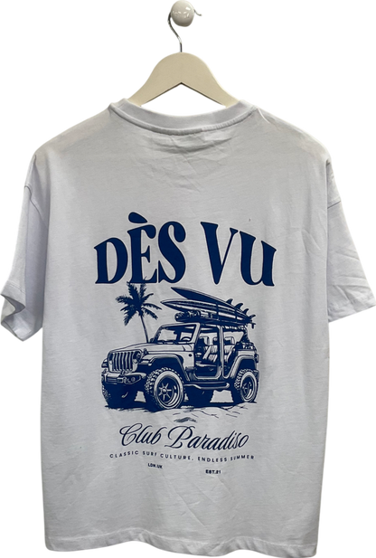 Des Vu White Club Paradiso Logo T Shirt UK S