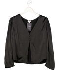 ghost Black Long Sleeve Button Front Satin Blouse UK L