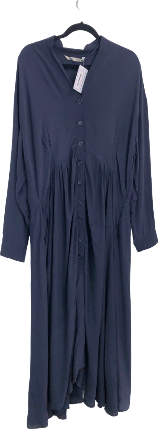 Zara Navy Button-Down Dress UK 8/10