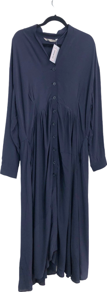 Zara Navy Button-Down Dress UK 8/10