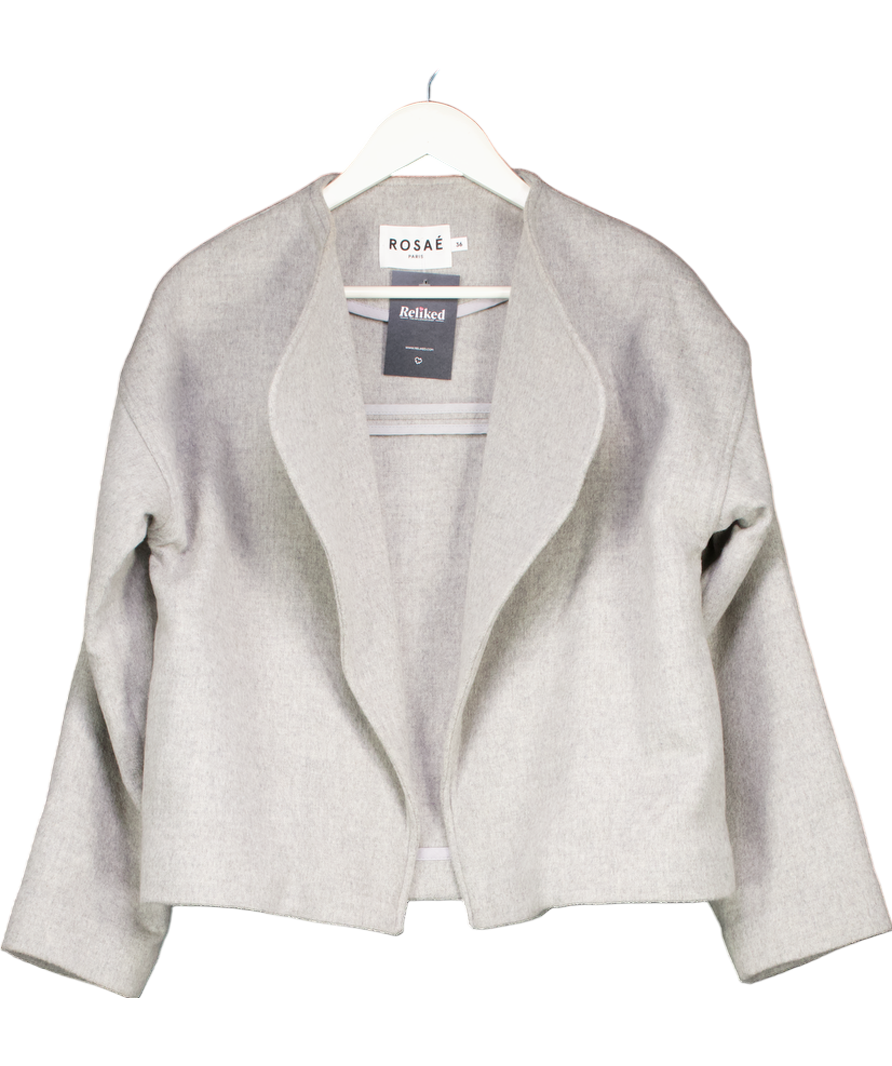 Rosae Paris Grey Brushed Wool Cropped Jacket UK 8