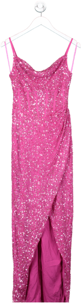 Coast Pink Cowl Neck Corset Body Sequin Dress UK 8