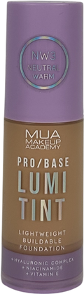 MUA Pro/base Lumi Tint Foundation Nw3 Neutral Warm 30ml