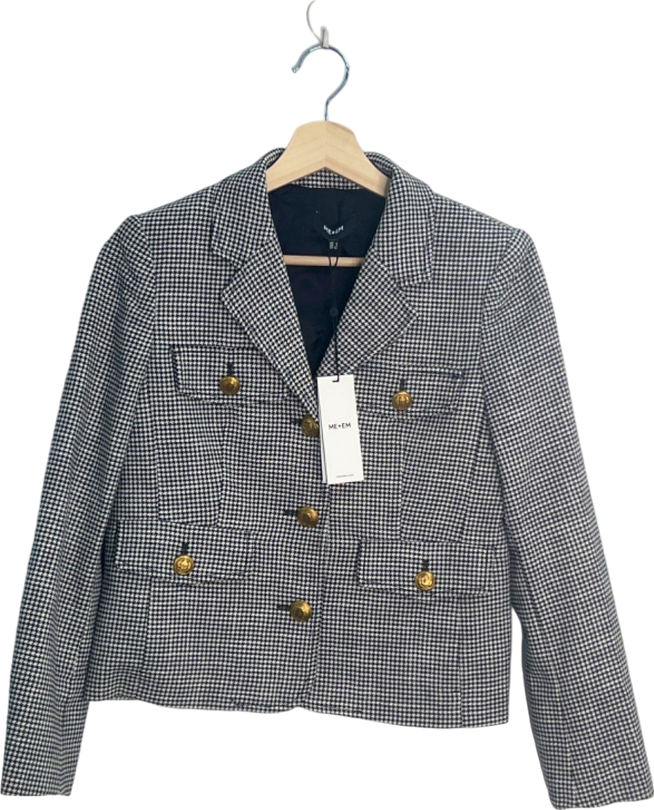 ME+EM Black/White Houndstooth Cropped Jacket UK 6