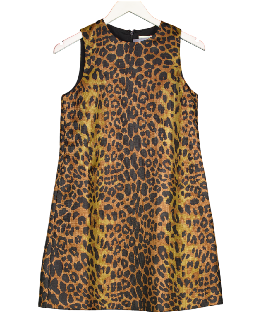 TUCKERNUCK Brown Leopard Brushed Wool Sleeveless Rhoda Dress UK XS