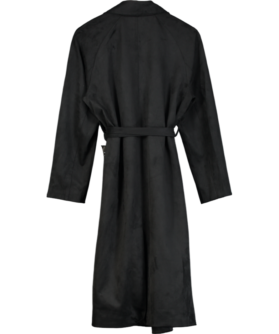 FOREVER NEW Black Cass Vegan Suede Trench Coat UK 10