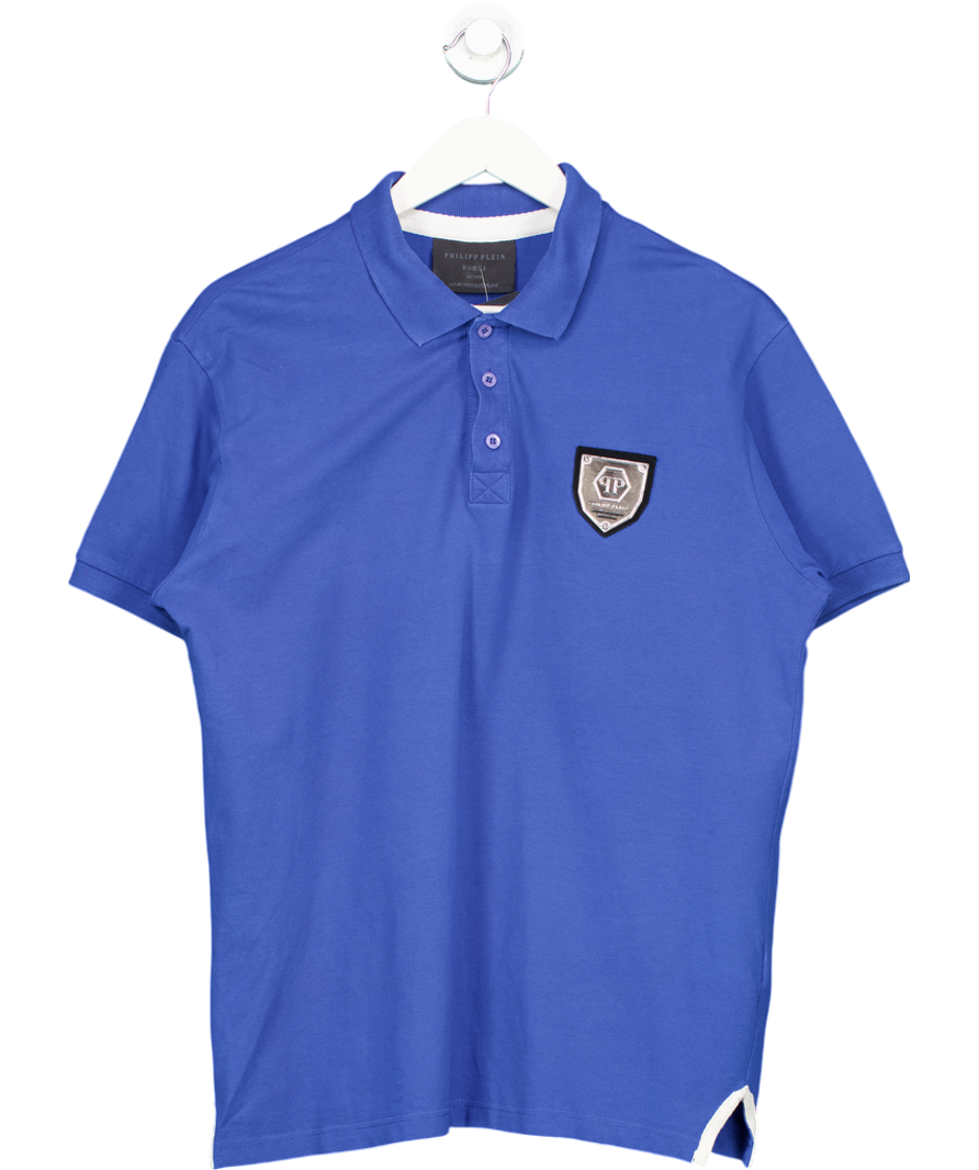 Philipp Plein Blue Cotton Polo Shirt UK XXL