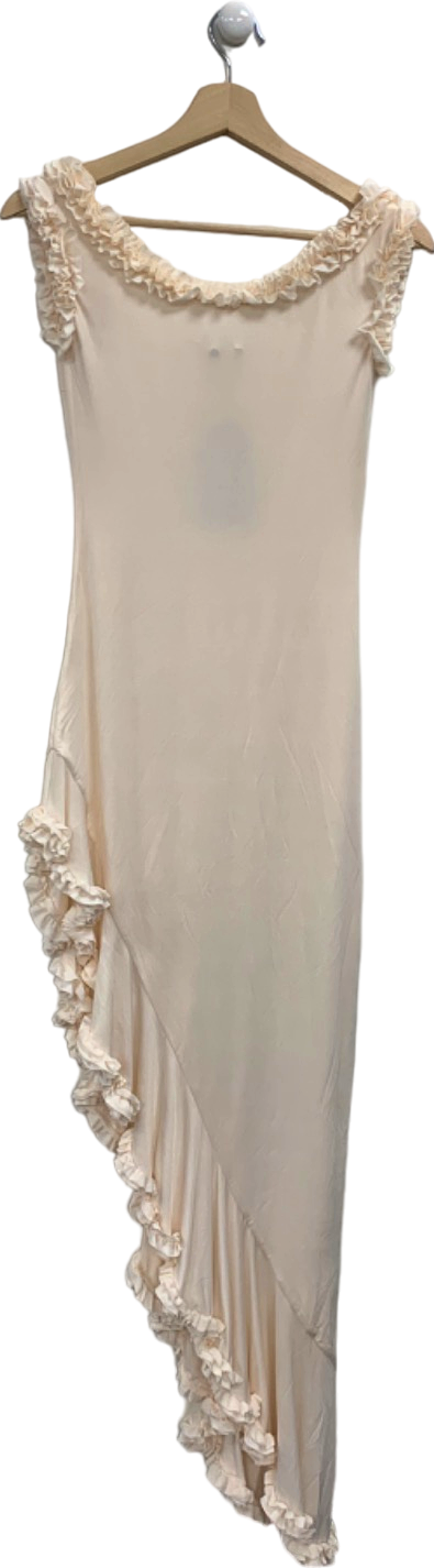 Meshki Ivory Arielle Off Shoulder Ruffle Midi Dress UK S