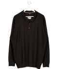 HUGO BOSS Long Sleeve Knitted Polo Shirt In Black UK XXL