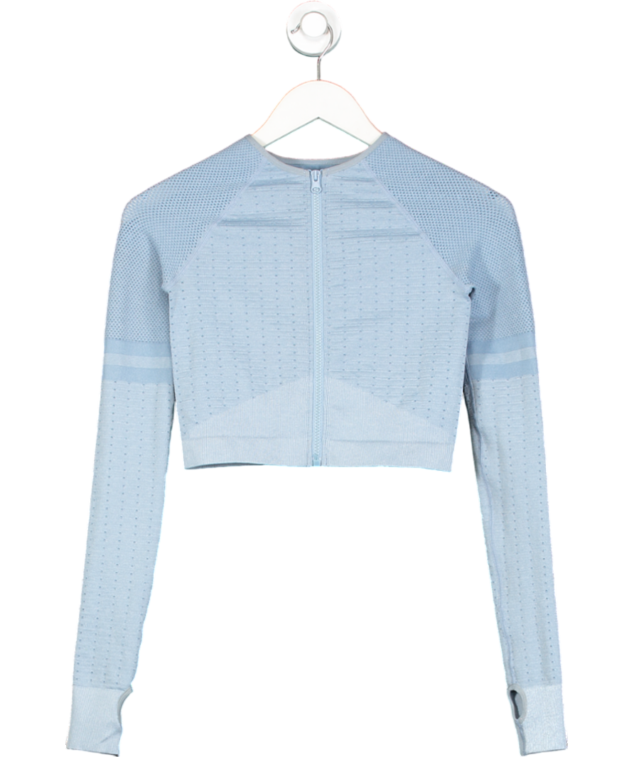 The Beginning Of... Blue Play To Win Seamless Melange Crop Jacket W/ Thumbholes UK XS/S
