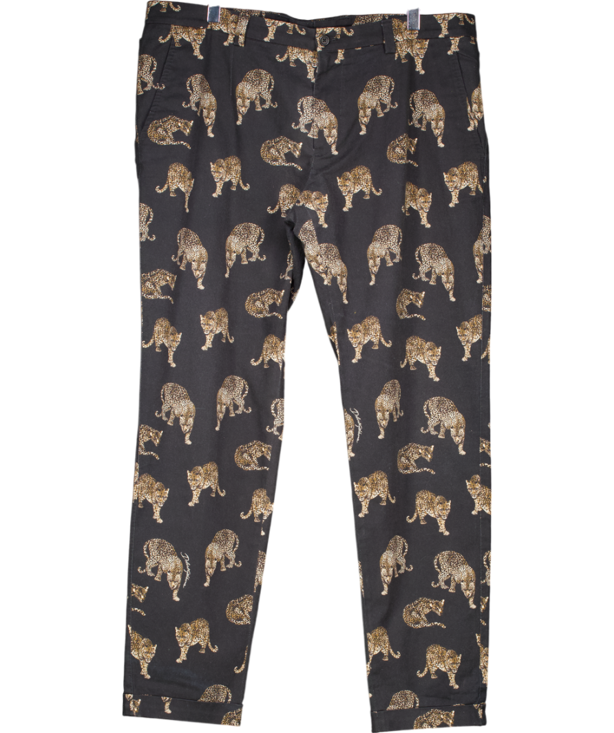 Dolce & Gabbana Black Leopard Print Trousers UK XL